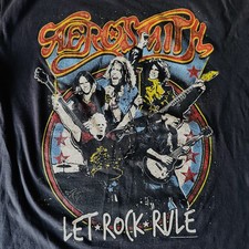 Aerosmith Band T-Shirt (M) Let Rock Rule US Hard Rock Official Steven Tyler
