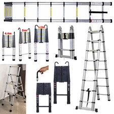 Schwarz/Silber Alu-Teleskopleiter 1.4m-6,3m lang Anlege Klapp-Mehrzweck-Leiter