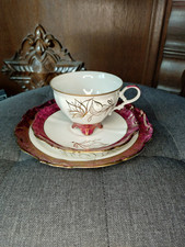 Porzellan Kaffee Gedeck -Ilmenau Graf von Henneberg - Sammeltasse blau Golddekor