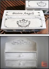 SHABBY B-WARE Schubladenschrank + Teebox Vintage Holz 2 Artikel zum Preis von 1