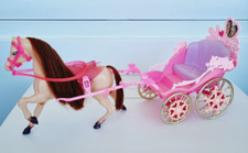 Barbie Prinzessin Rapunzel Kutsche Wagen 2002 mit Pferd Set