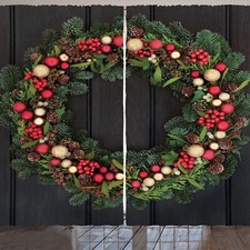 Weihnachten Rustikale Gardine Tanne Weihnachten Kranz