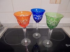 3 bunte  Sektkelche, Vintage, vermutlich Kristall, TOP Zustand, Höhe ca. 21 cm
