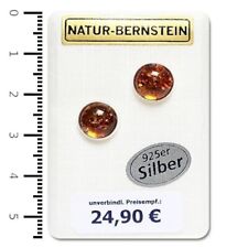 Natur Bernstein Ohrringe Ohrstecker Rund cognac modern 90220
