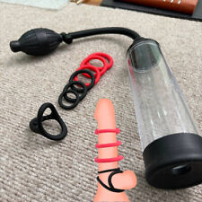 Penispumpe Potenzsteigerung Vakuumpumpe mit 7er Penisring Cockring Impotenzhilfe