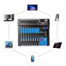 8 Kanal Audio Mixer Aufnahme Mischpult Bluetooth USB Mischer Equalizer DJ LCD