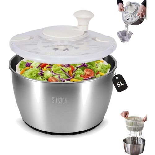 Salatschleuder edelstahl - salatschleuder, 5l