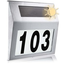 Solar LED Hausnummerleuchte beleuchtet mit LED Hausnummer Beleuchtung Edelstahl