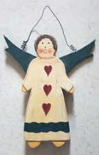 Vintage ♥ Anhänger Engel Schutzengel Holz Metall Höhe ca. 26 cm Breite ca. 13 cm