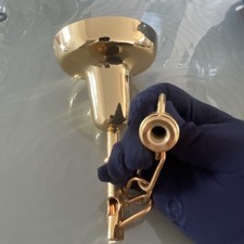 Alter Lampen-Aufhängung Baldachin mit Kette Messing/gold