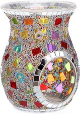 SUMNACON Glass Duftlampe Kerzenhalter Teelichthalter Mosaik-Muster Bunt