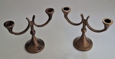 Antike Zweiarmiger Kerzenständer Kandelaber Messing