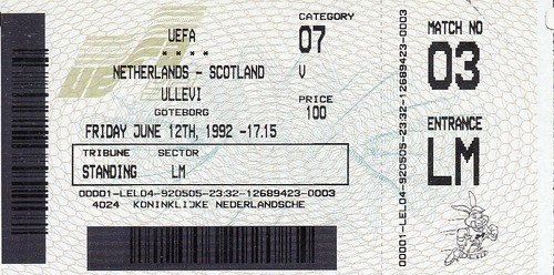 Ticket euro 1992 - ticket, 12.06.92