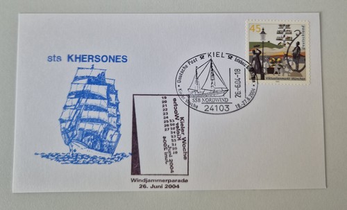 Postkarte mit schiffsstempel - mit,