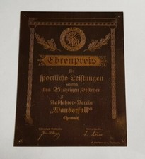 Ehrenpreis Radfahrer Verein Wanderfalk Chemnitz alte Plakette RSB Radfahren
