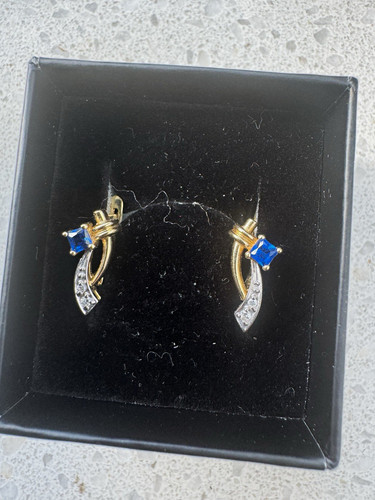 Hängeohrringe gold 585 blauer
