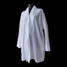 OSKA Bluse Tunika Langarm Knopfleiste weiß Taschen Lagenlook Baumwolle Gr.4