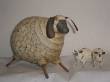 3er Set Deko Keramik Schaf mit Schäfchen