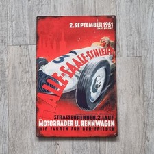 Blechschild "Halle-Saale-Schleife" - Retro Design - Auto Rennen - Motorrad