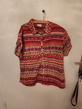 Bluse Kurzarm Biaggini Bunt Damen Gr 48/50 Top Zustand