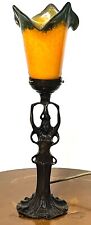 Antike Figürliche Tischlampe Nachttischlampe Bronze-Pate de Verre 1 Flammig