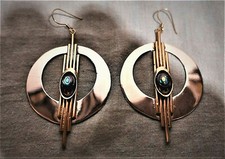 Ohrhänger,Alpaka/Bronze,je 1 Seeopal,-Länge 8,5 cm,Breite 5 cm