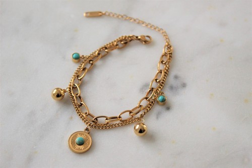 Armband charms gold rund - charms,