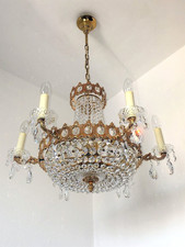 Vergoldeter Messing und Hochbleikristall Korblüster von Palwa, 1960er