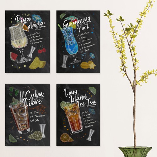 Juniwords poster cocktails - poster, "cocktails"