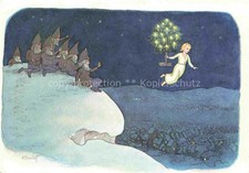 Kreidolf Ernst Kuenstlerkarte Zwerge Dwarfs Nains Weihnachten Landgut Lohn 