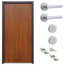 Ausstellungstür #RU03 Nebeneingangstür ATU68 mit Griffset DIN Rechts 100x200 cm