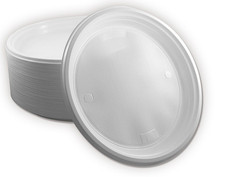 500 x Einweg Menüteller Plastikteller Ungeteilt Weiß Plastik Party Teller Rund