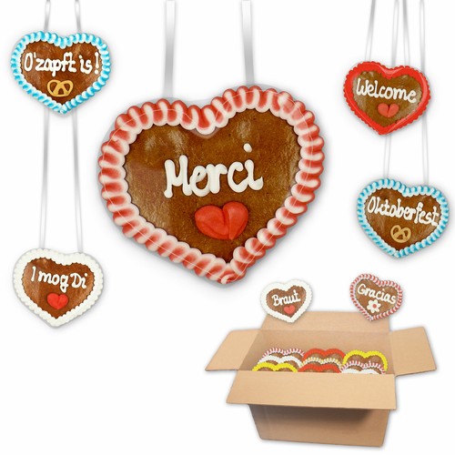 30x lebkuchenherzen 8cm - 8cm, im
