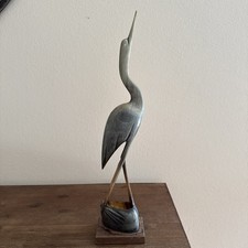 Vintage Handgeschnitzte Figur "Storch" Horn made in India H 21 Cm