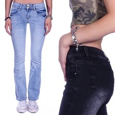 Damen Jeans Hose Bootcut Hüftjeans Schlaghose Flared Weites Bein 34-42 B113