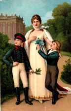 AK  Königin Luise von Preussen +   beide älteste Prinzen im Park von Sanssouci