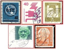 Deutsche Bundespost (405a) - fünf gestempelte Briefmarken verschiedener Werte
