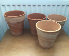 4 mittlere Blumentöpfe - Blumenschale - Keramik - Terracotta - 12-14 cm hoch