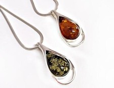 Bernstein  Anhänger Silber 925 Collier Kette 42-50 cm echt Sterlingsilber cf02