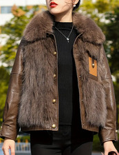 Winterjacke mit elegantem Kunstfell Herbst- Wintermode braune Jacke Damen