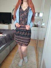 Mango Kleid ✨ Suit Langarm Maxikleid Tunika Paisley Muster L 40 M 38