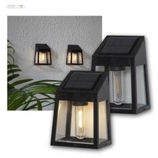 Solar Wandleuchten 2er Set Filament LED warmweiß Haus & Garten Außen-Wand-Lampen