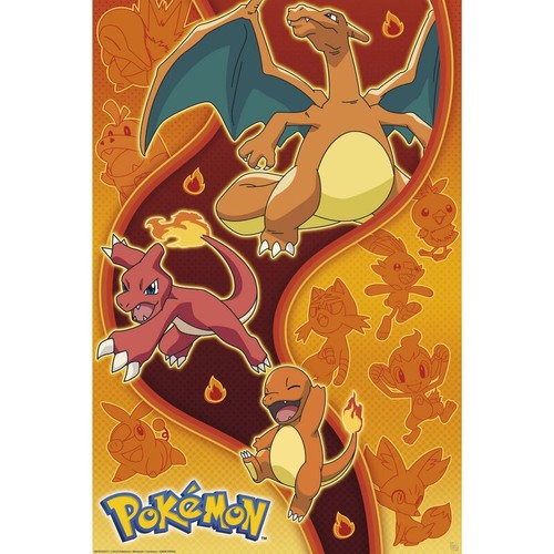 Pokemon poster fire starters - pokemon,