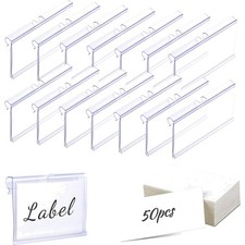 50 Kunststoff Etikettenhalter Transparent Preisschild Regal 8x4,2 cm