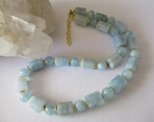 Collier, Kette, Milky-Aquamarin, Verschluss: Karabiner Silber 925 plattiert