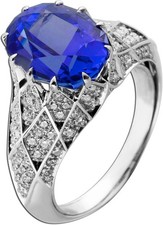 Tansanitring Weißgold 750 18K