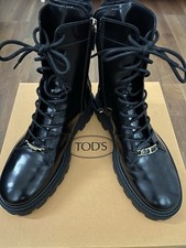 Tod‘s Damen Stiefel, schwarz, 39,5, Kalbleder glänzend, Neuwertig!!!