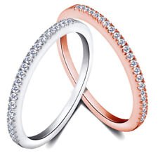 Echt Sterlingsilber 925 Zirkon Neue Schmaler Damen Ring Half Eternity
