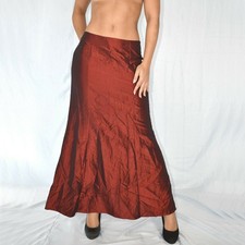 Rock lang Satinoptik,  bordeaux, Gr. S--- Knöchellang