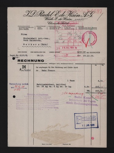 Seelze rechnung 1929 - seelze,,